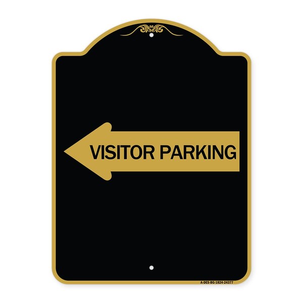 Signmission Visitor Parking With Left Arrow, Black & Gold Aluminum Architectural Sign, 18" x 24", BG-1824-24377 A-DES-BG-1824-24377 - main